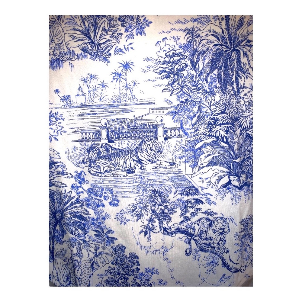H&M | Delicate Jungle & Animals Print Bodysuit | White & Blue - Picture 2 of 4
